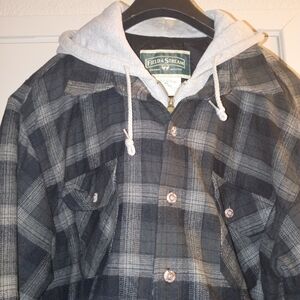 Field & Stream Men's Black and Gray Plaid Shirt Jacket